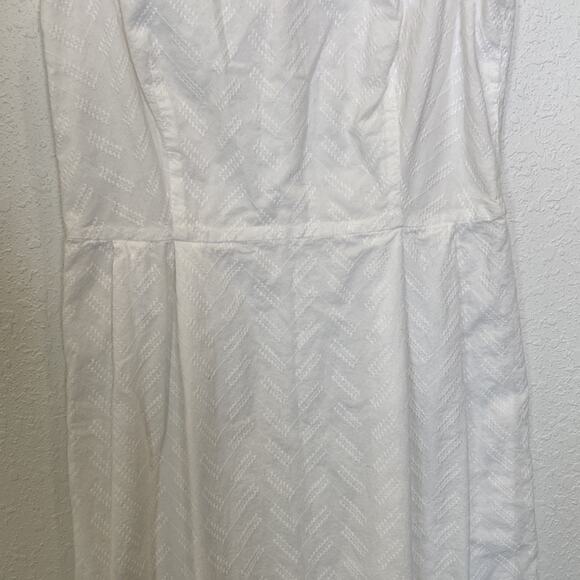 Anne Klein Lightweight Cotton Sleeveless Midi Dress Chevron Pattern EUC Sz 6 - Picture 2 of 12